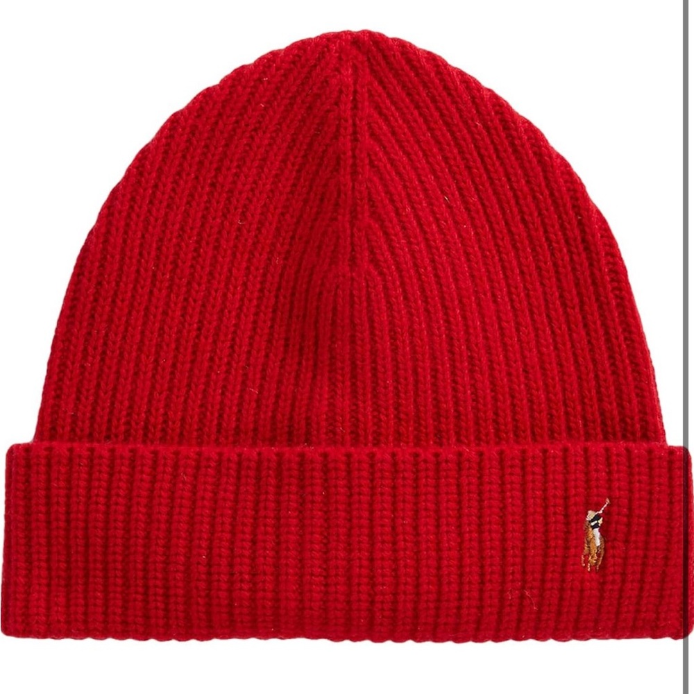 Polo by Ralph Lauren Red Knit Hat Men’s Signature Cuff Beanie